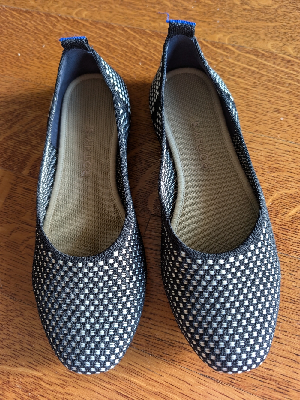 Rothy's Women's Black White Knit Ballet Flats Slip-Ons Size 8